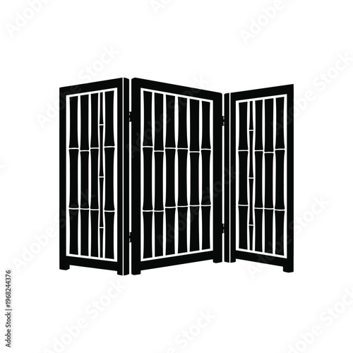 Black room divider with white lines screen partition