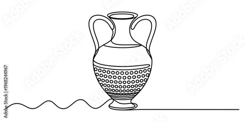 Minimalist Continuous One Line Drawing of an Ancient Greek Amphora