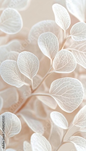 Graceful Arrangement of Transparent White Leaves Creating Aesthetic Texture and Serenity in Nature