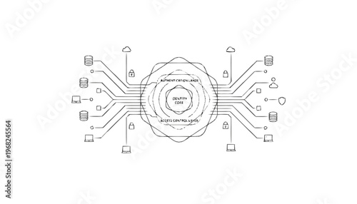 Cloud Computing Network with Connected Devices Illustration.