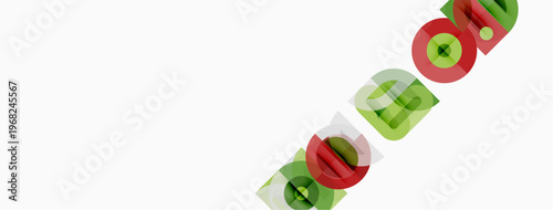 Horizontal stripes. White dominates center. Red, green present above, below. Simple design, national colors visible.