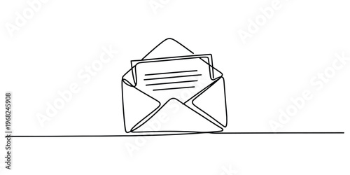 Minimalist One-Line Drawing of an Open Envelope