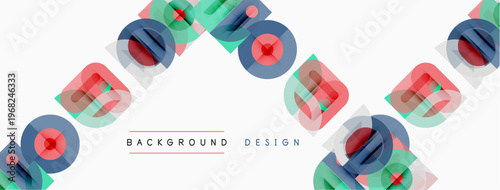 Abstract geometric pattern. Overlapping circles, squares create dynamic visual texture. Modern design element for backgrounds.