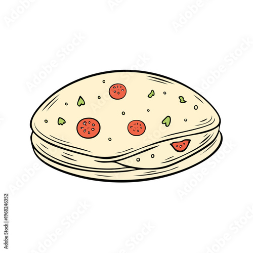 Stacked Flatbreads with Red Topping and Green Herbs