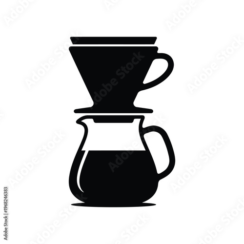Black silhouette of pour over coffee maker on carafe