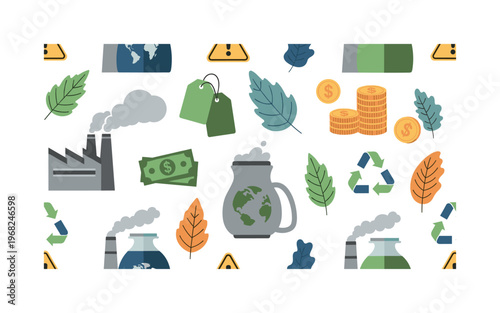 Environmental Education. Minimalistic one-line drawing schoolchildren planting trees and watering plants, continuous single black line on white background,