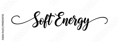 Soft Energy. lettering and all elements in black. Vector style. AWhite background. Pure white background. Perfect isolation and visual consistency. Elegant