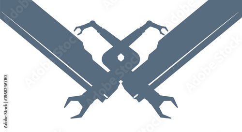 Abstract Robotic Arms Crossing in Modern Industrial Design.