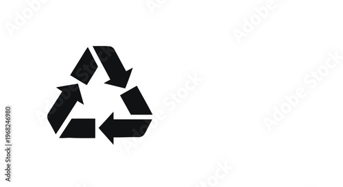 Black Recycle Symbol on White Background for Environmental Awareness.