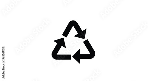 Black Recycle Symbol on White Background for Environmental Concepts.