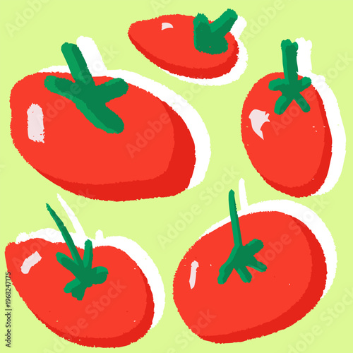 Tomato Hand Drawing Illustration, Vegetable Doodle Vector set