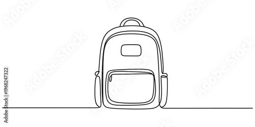 Minimalist One-Line Drawing of a School Backpack