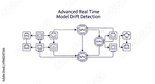 Complex System of Interconnected Computer Chips and Circuitry Diagram.