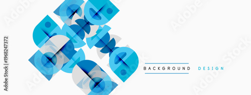 Abstract blue shapes overlap, creating dynamic visual texture. White background provides clean contrast, modern design element.