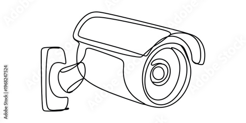 Minimalist One Line Drawing of Security Camera