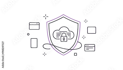Cloud Security Shield Icon Lock.