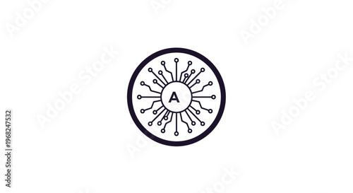 Circular Circuit Board Design with Letter A in the Center.