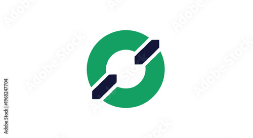 Abstract Green Circle with Dark Blue Arrows Logo Design.