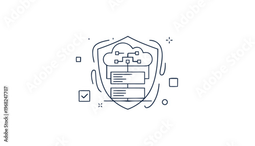 Cloud Computing Security Shield Icon Representing Data Protection.