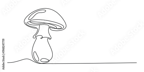 Minimalist Continuous One Line Drawing of a Mushroom