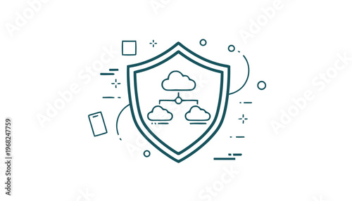 Cloud Computing Security Shield Icon Representing Data Protection.