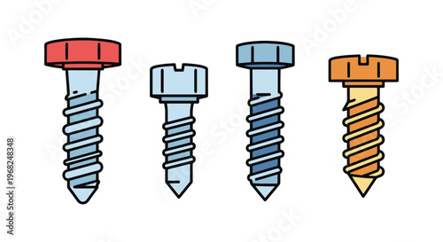 Lag Screw Line art vector set clean abstract design illustration
