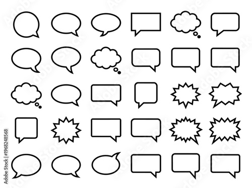 シンプル線画の吹き出しアイコンセット