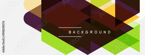 Abstract geometric shapes overlap, creating vibrant color blocks. Text reads BACKGROUND centered within design. Minimalist style, modern aesthetic.