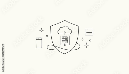 Cloud Security Shield Icon Protection.