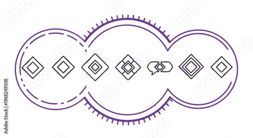 Collection of Geometric Diamond Shapes in a Decorative Cloud Frame.