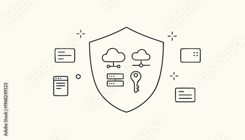 Cloud Security Shield Icon Representing Data Protection and Network Safety.