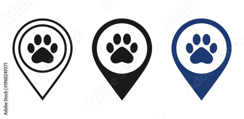 Paw Print Location Pin Icon Vector – Pet Map Marker Logo Design