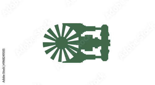 Abstract Green Fire Sprinkler System Isolated on White Background.