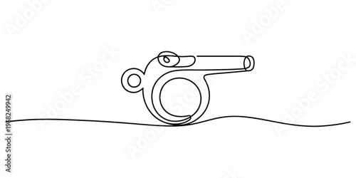 Minimalist Continuous Line Drawing of a Sports Whistle
