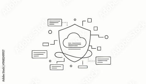 Cloud Computing Security Shield Protecting Data and Information.