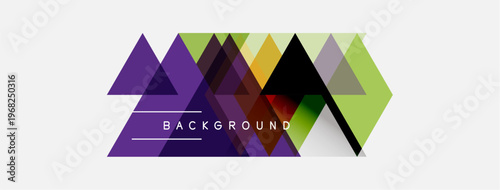 Abstract geometric shapes, purple, green, gray. Modern design element with text background. Minimalist style, clean lines, vibrant colors.