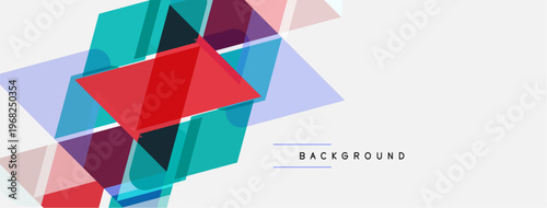 Abstract geometric shapes overlap, creating vibrant color composition. Modern design element for backgrounds, presentations.