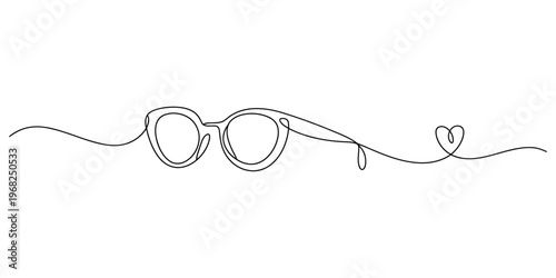 Minimalist One Line Drawing of Glasses with Heart