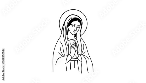 Holy Virgin, black isolated silhouette