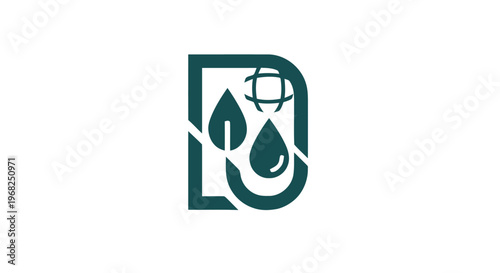 Abstract Green Logo Design Featuring Leaf, Globe, and Water Drop.