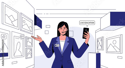 Museum Tour Guide with Smartphone, Live Education, Art Gallery Exhibition
