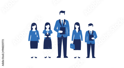 Business Team Standing Together in Professional Attire, Ready for Work.