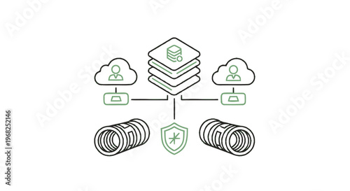 Cloud Database Network Illustration with Security and User Access.