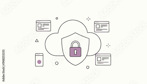 Cloud Computing Security - Digital Shield Protecting Data Online.