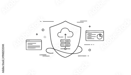 Cloud Server Shield Icon for Data Protection and Security.