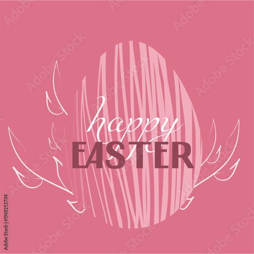 Happy Easter Poster Template with Decorative Egg Vector