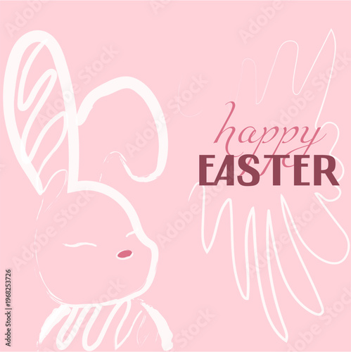 Happy Easter Bunny Poster Template Vector Illustration