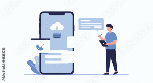 Cloud Storage App Interface Design and Development Illustration.