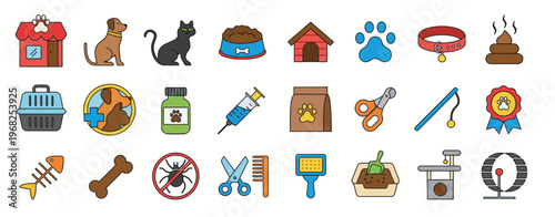 A cute cartoon style vector illustration of a seamless pattern featuring a set of painting brushes with home, city, and playful decorative elements suitable for design use