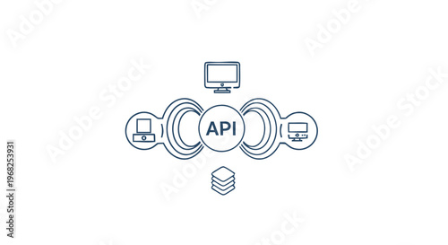 Conceptual API Illustration Depicting Data Transfer and Network Connectivity.